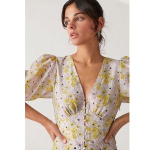 MINKPINK Mitta Linen Floral Midi Dress - size large